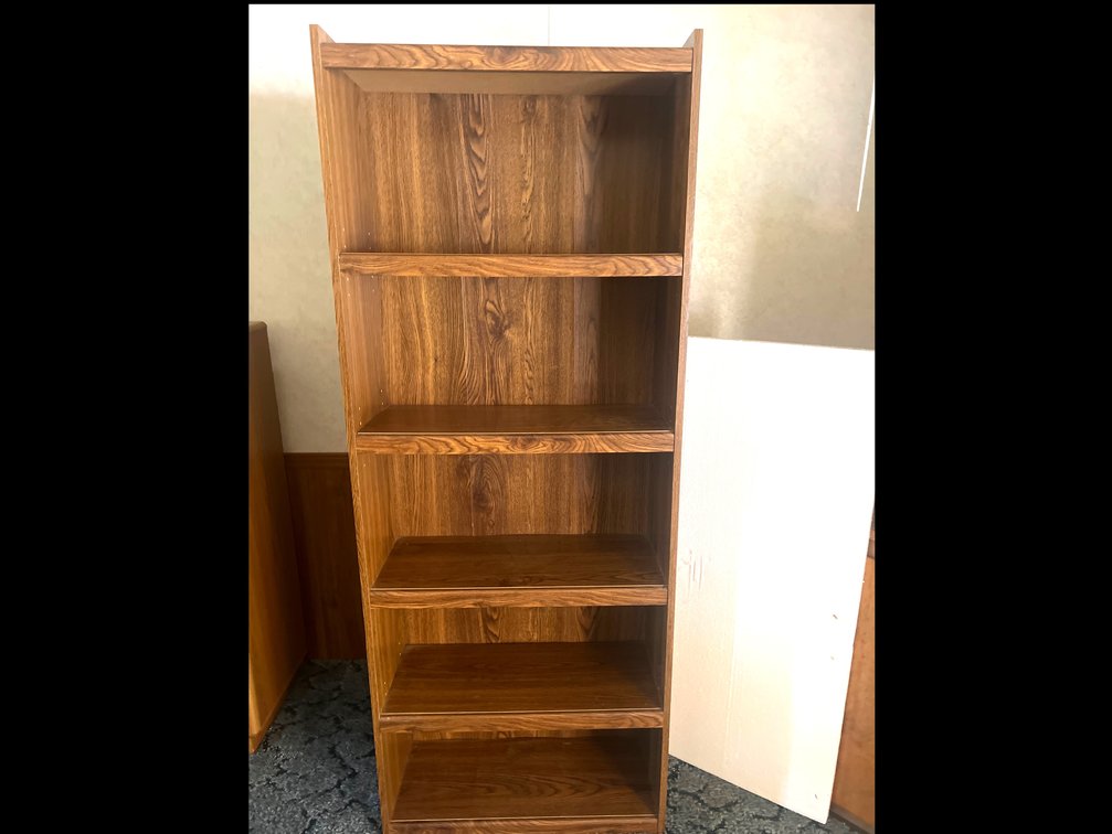 Brown Woodgrain Laminate Five-Shelf Bookcase