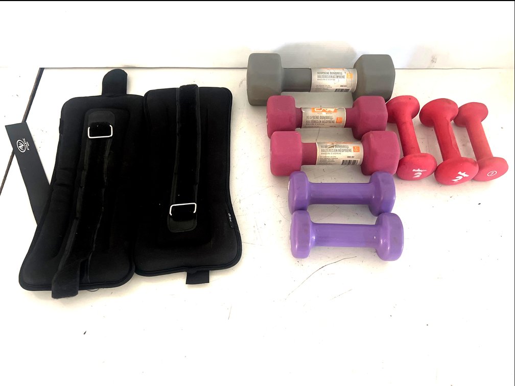 Coated Dumbbells and Fabric Ankle Weights