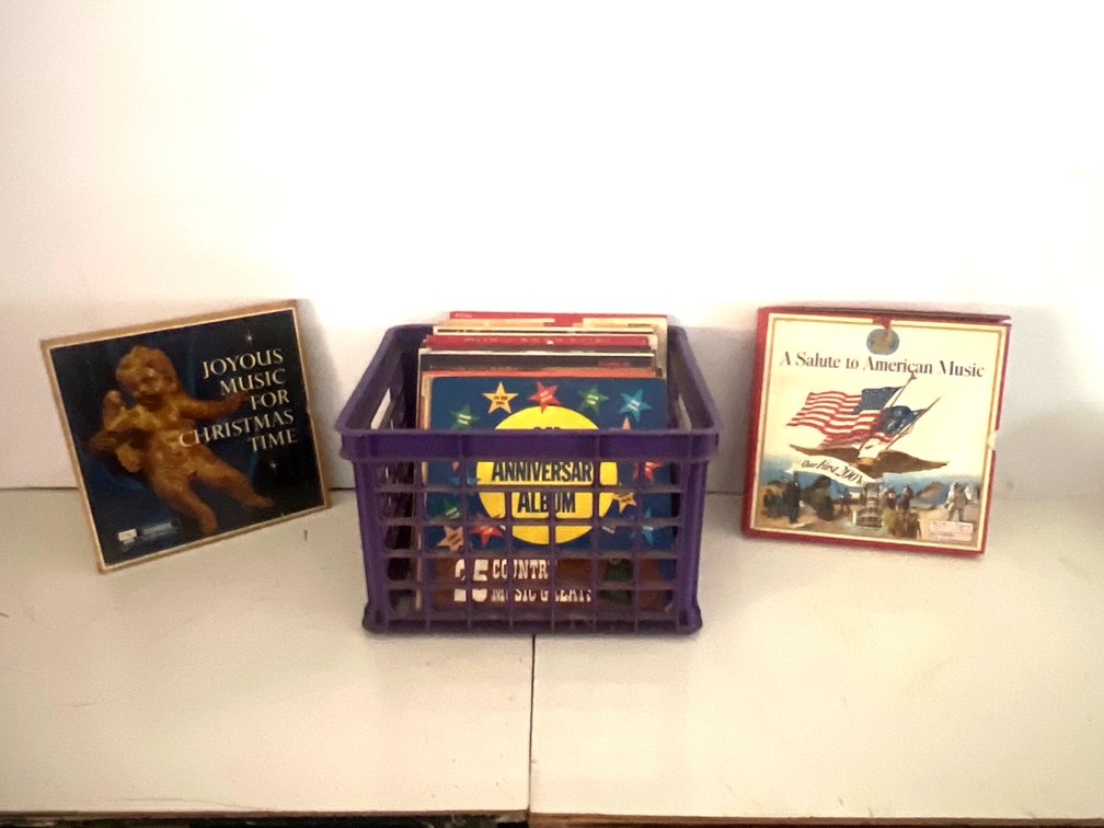 Vinyl Record Albums and Box Sets with Plastic Crate