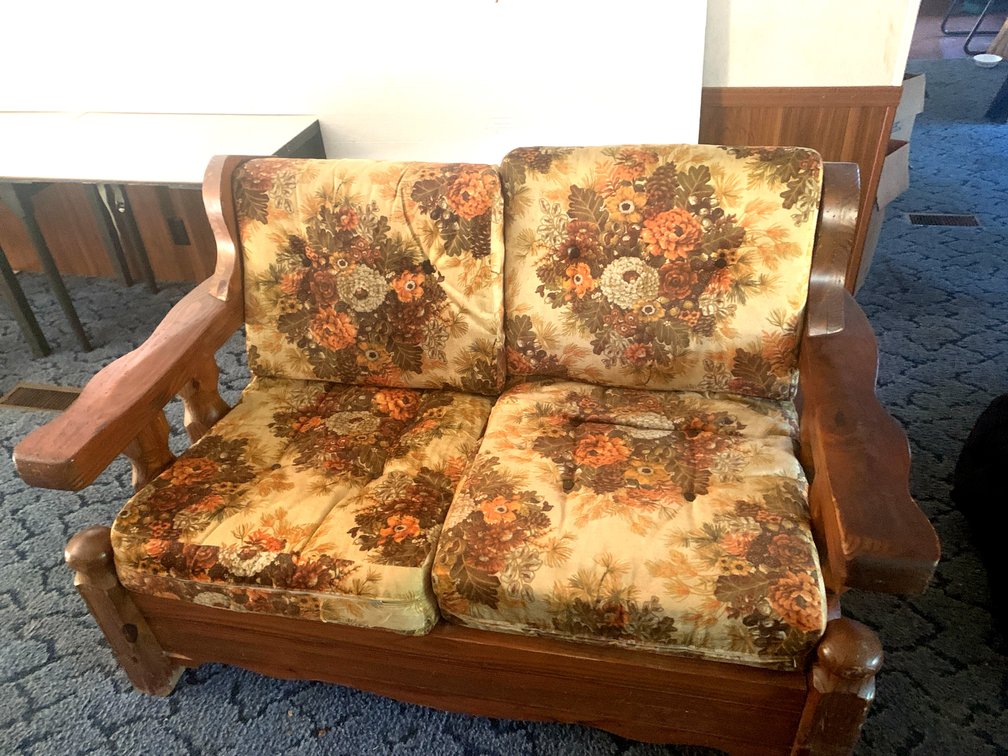 Rustic Wood Frame Floral Upholstered Loveseat