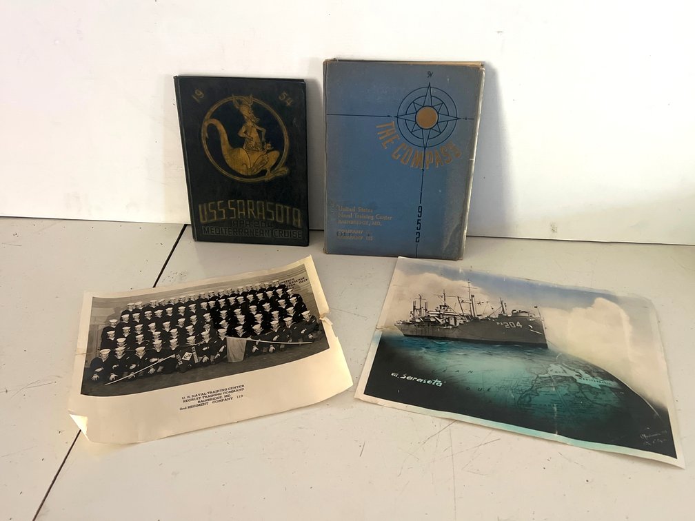 US Navy USS Sarasota Cruise Book, Yearbook, and Photographs