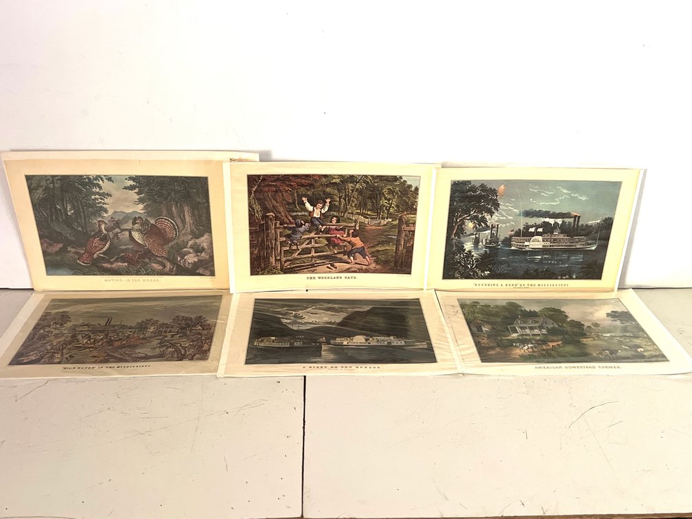 American Scene Color Lithograph Art Prints