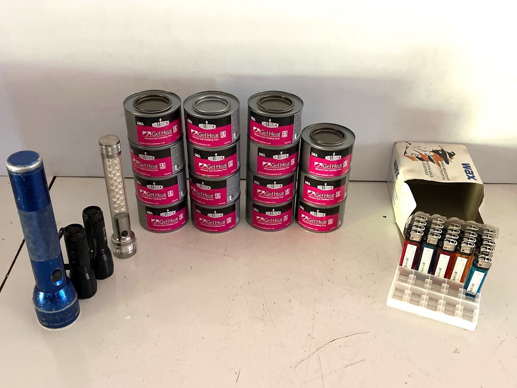 Chafing Fuel Cans, Flashlights, and Disposable Lighters