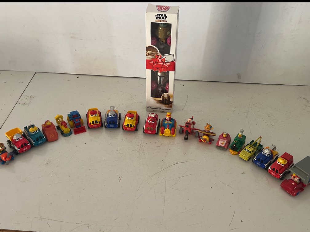 Plastic Toy Vehicles and Boxed Lollipop Dispenser Set