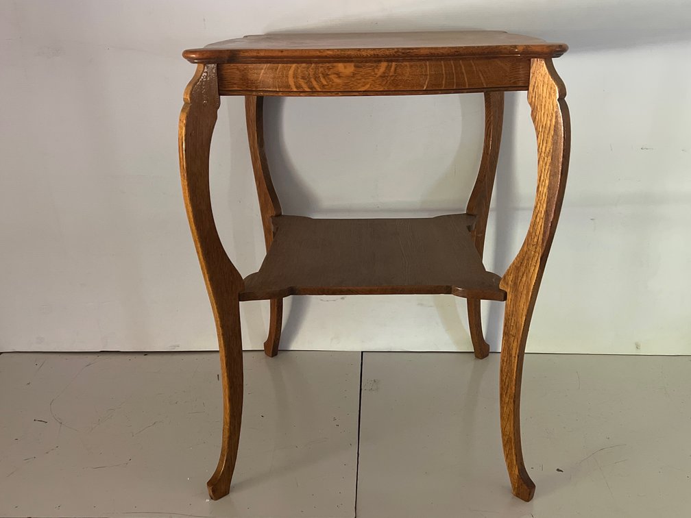 Quartersawn Oak Two-Tier Side Table with Cabriole Legs