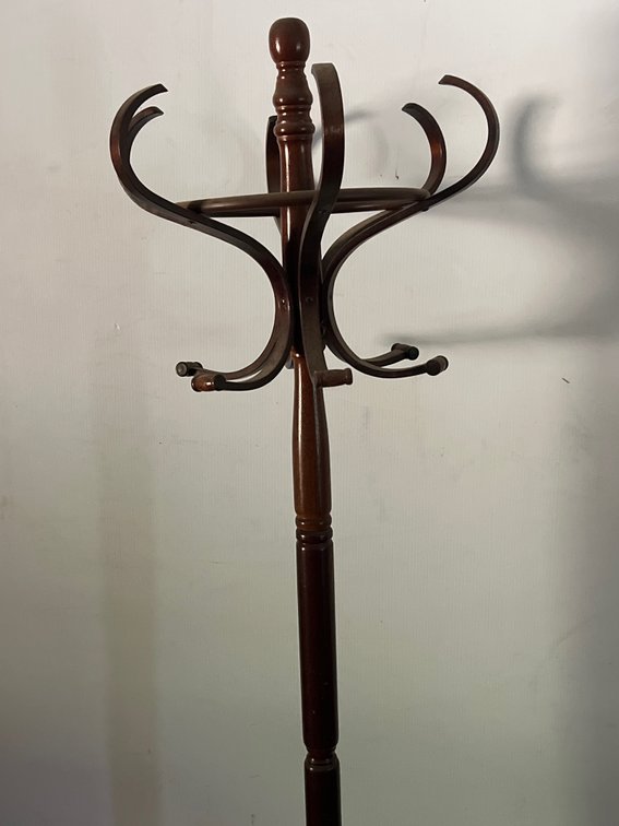 Dark Stained Bentwood Coat and Umbrella Stand