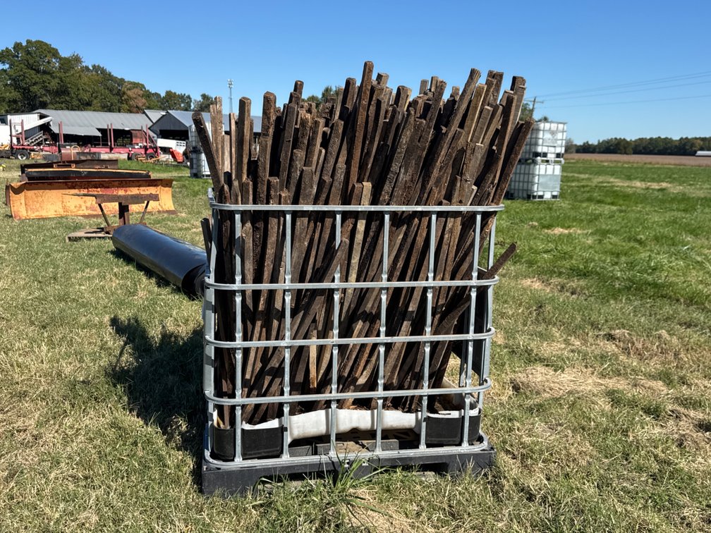 Wooden Stakes in Galvanized Steel IBC Tote Cage