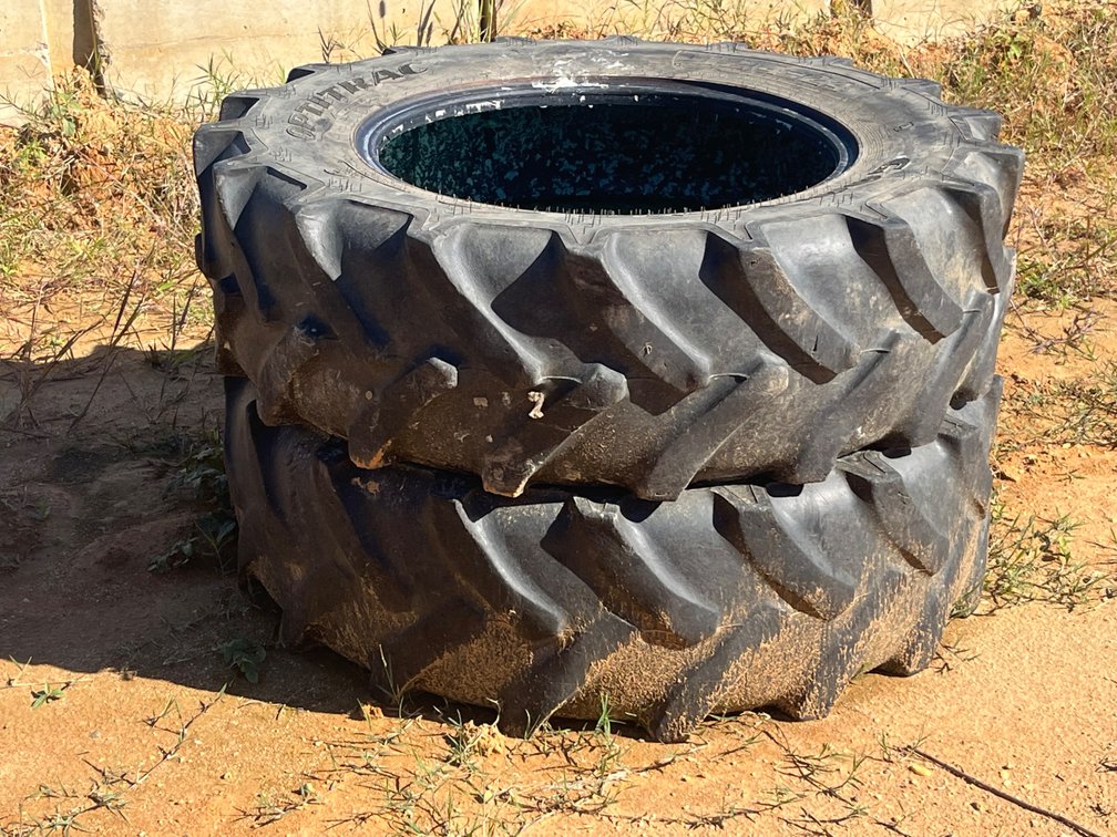 Two Goodyear Optitrac 12.4-24 Agricultural Tractor Tires