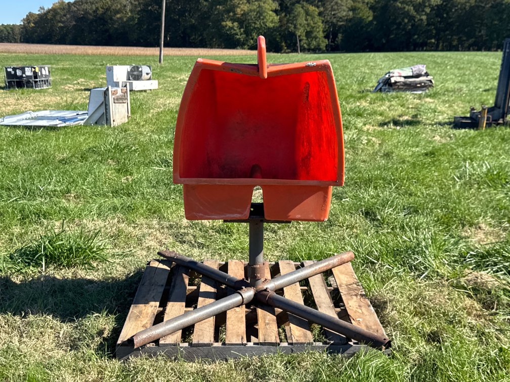 Rotating Poly Livestock Mineral Feeder on Metal Stand