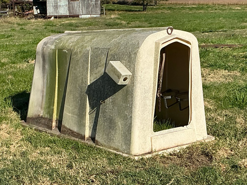 Two Molded Plastic Calf Hutch with Bucket Holders