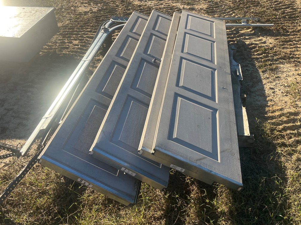 Overhead Garage Door Panels with Tracks and Hardware