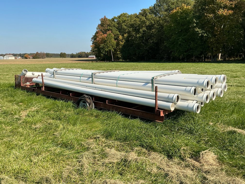 PVC Irrigation Pipes, Fittings, and Single-Axle Pipe Trailer