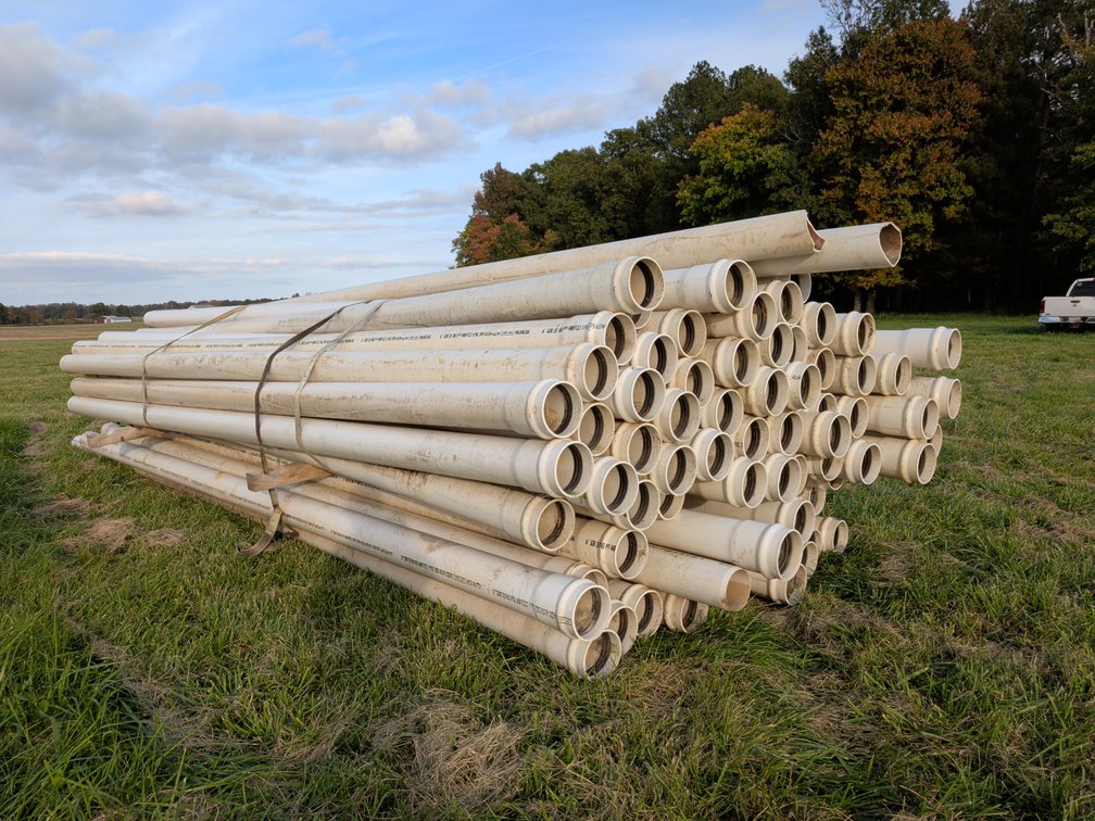 Approx 75 20 ft long 6 in dia PVC Pipes