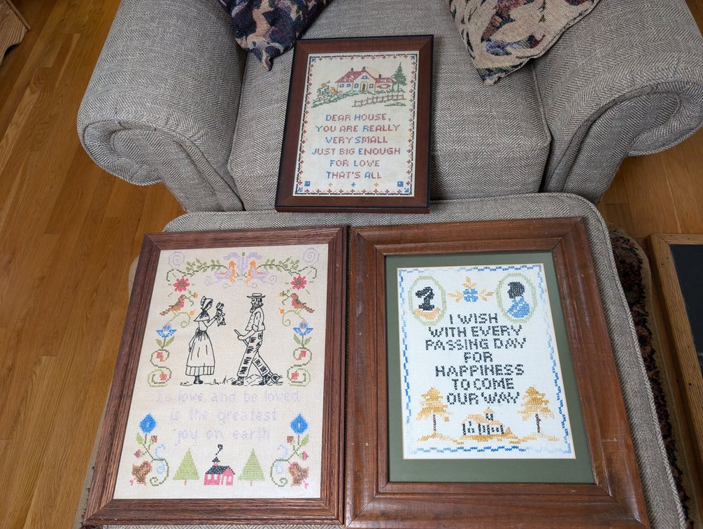 Three Framed Needlepoint Wall Art