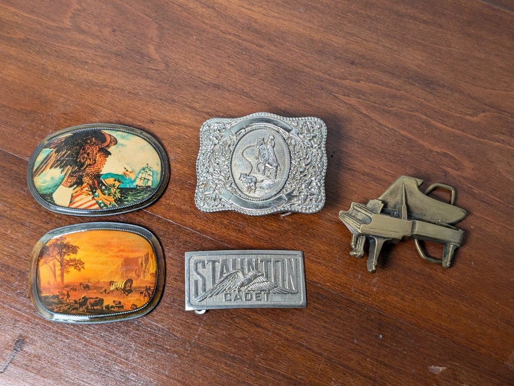 Five Vintage Belt Buckles