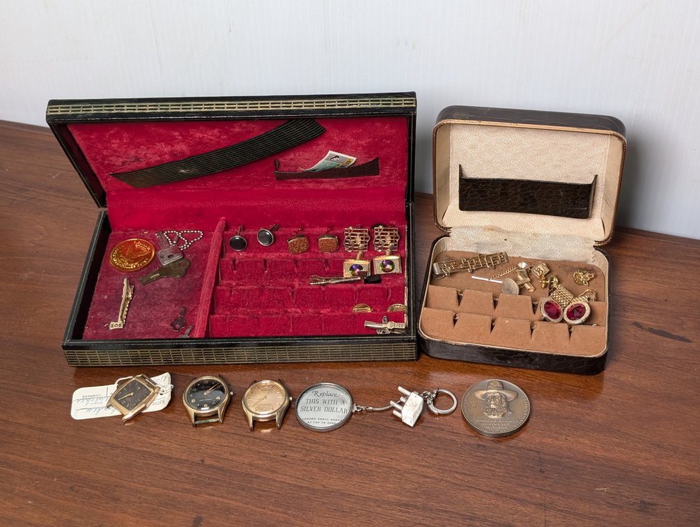 Two Men's Jewelry Boxes With Contents