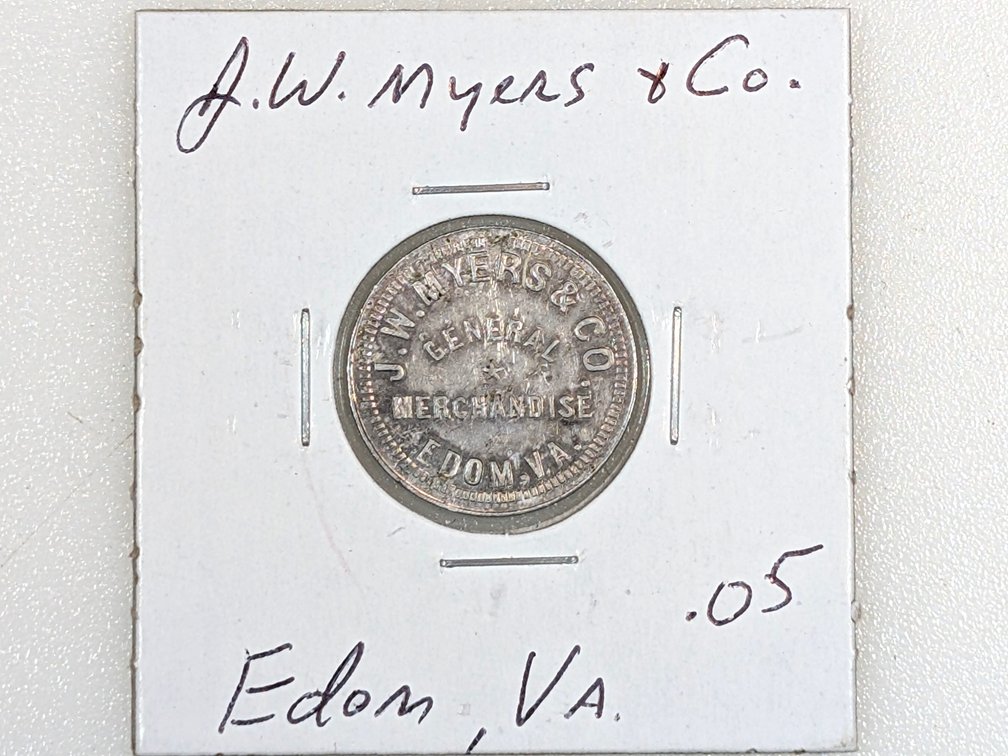 J.W. Myers 5 Cent Store Token