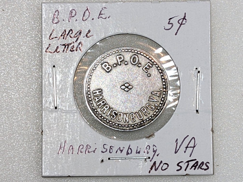 B.P.O.E 5 Cent Token Large Letters No Stars Variety 
