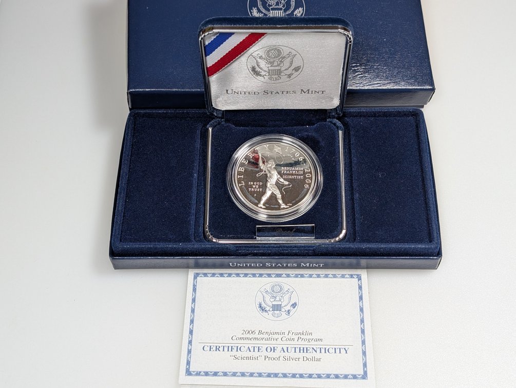 2006 Benjamin Franklin Scientist Proof Silver Dollar