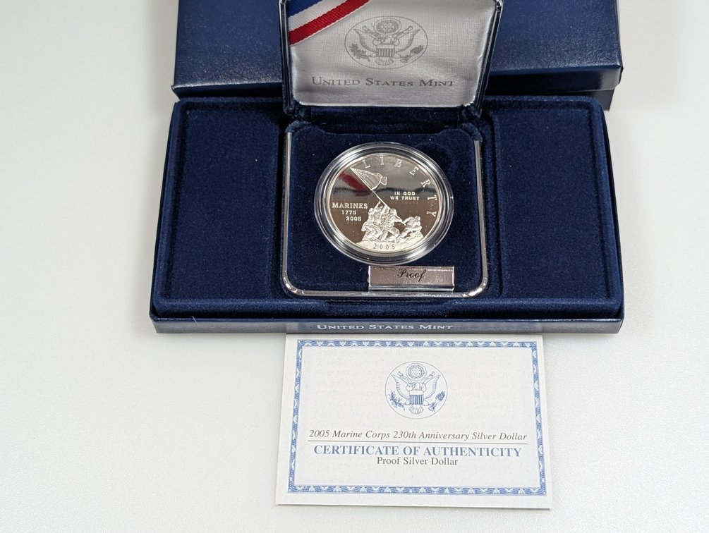 2005 Marine Corps 230th Anniversary Proof Silver Dollar