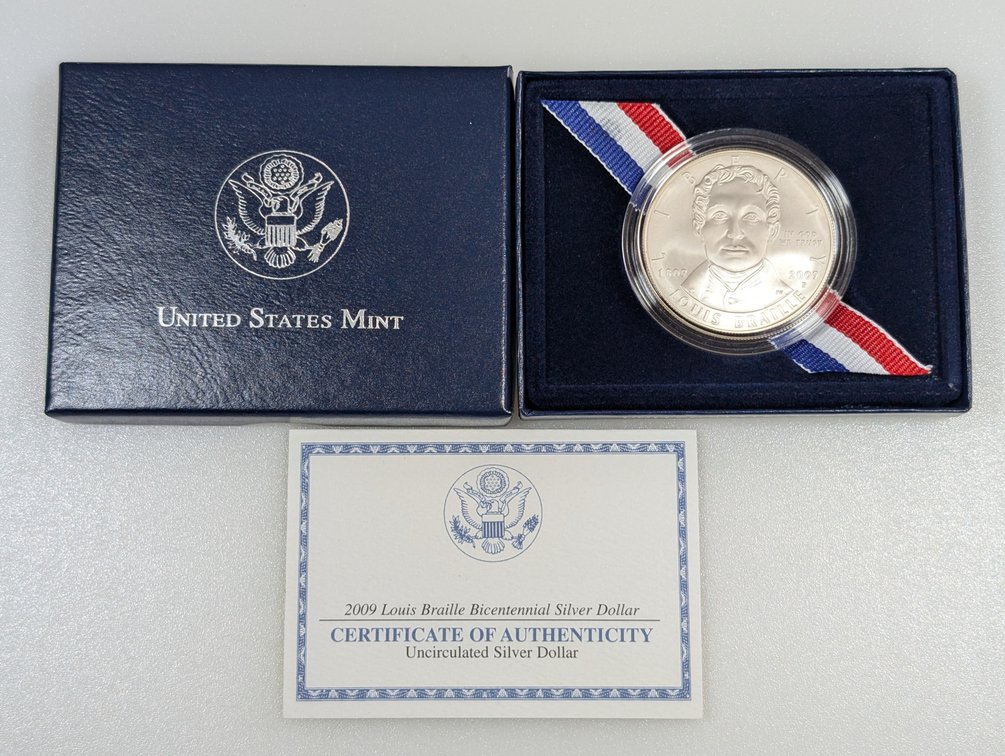 2009 Louis Braille Silver Dollar