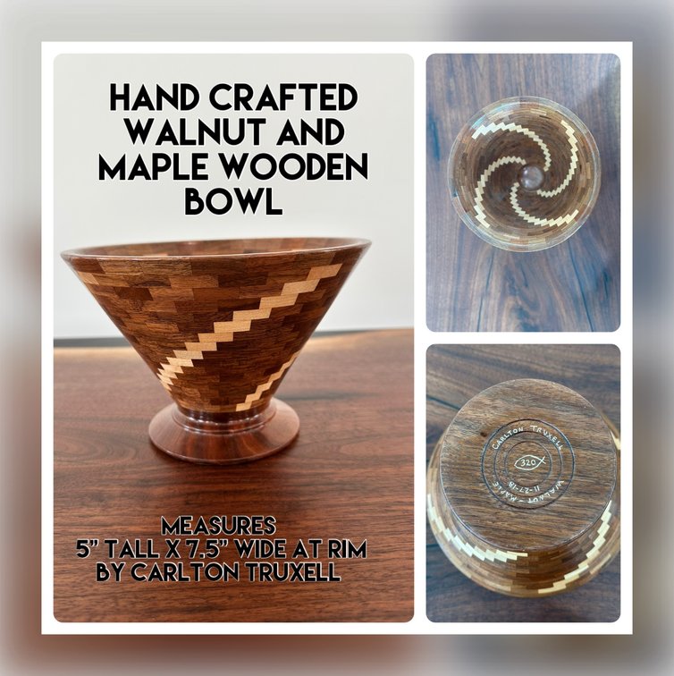 Hand Crafted Walnut and Maple Wood Bowl