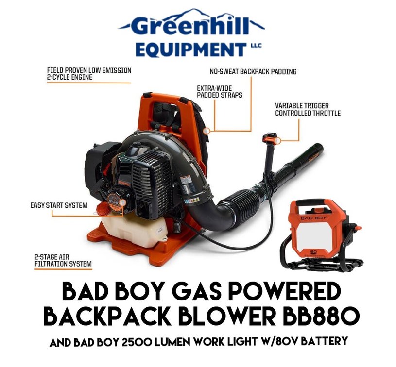 Bad Boy Gas Powered Backpack Blower and Work Light