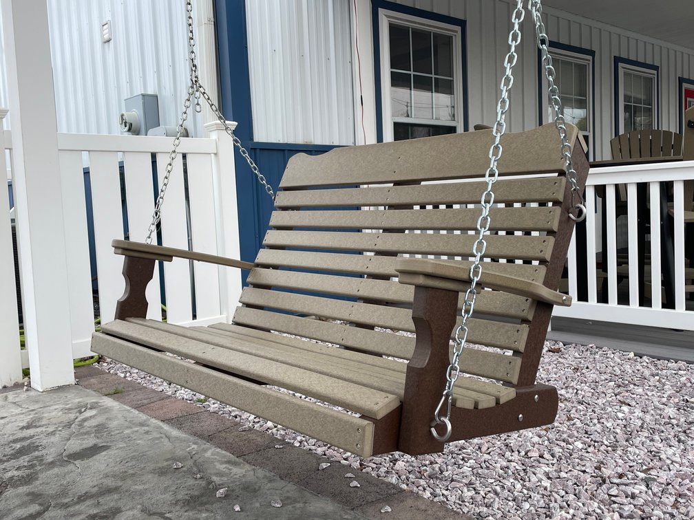 4' Wide Curve Back Poly Porch Swing