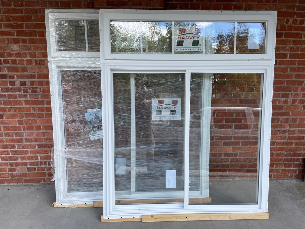 Lot of (2) Harvey vinyl sliding windows