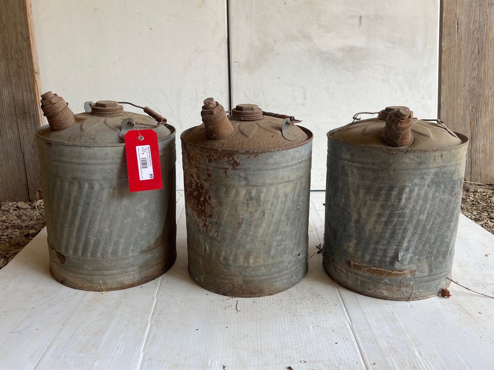 Lot of 3 Galvanized Gas Cans