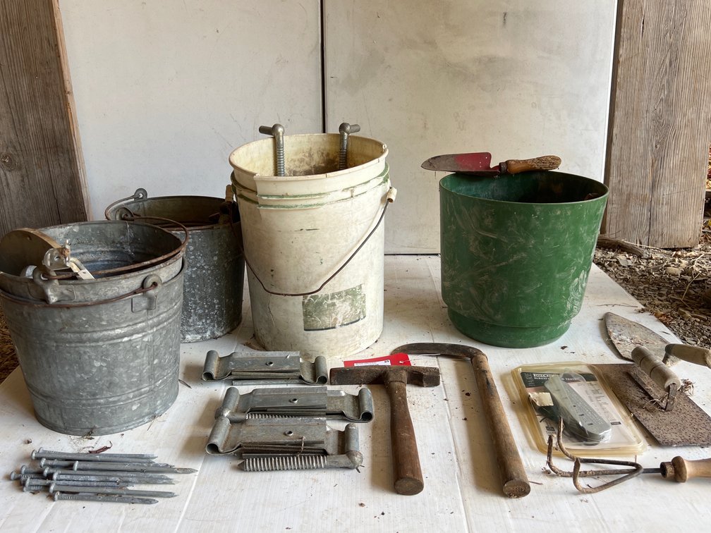 Assorted Tools, Nails, and Gate Hardware