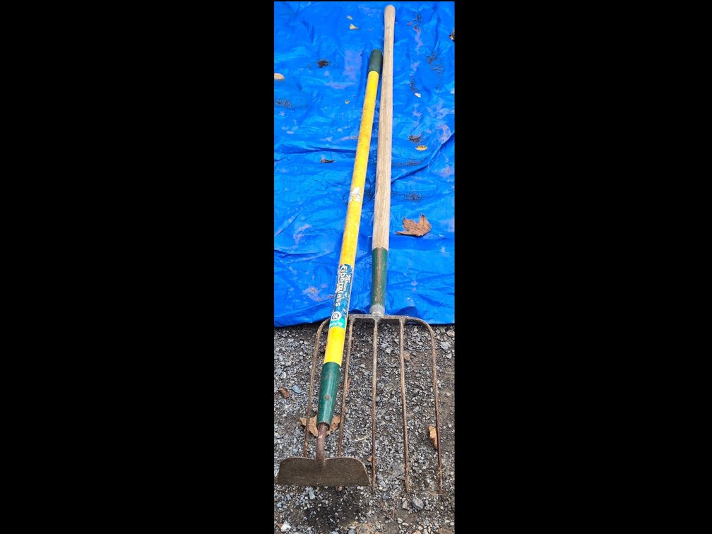 5 Prong Pitch Fork and Garden Hoe