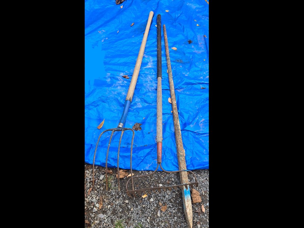 4 Prong Pitch Fork, Garden Rake, Pry Bar