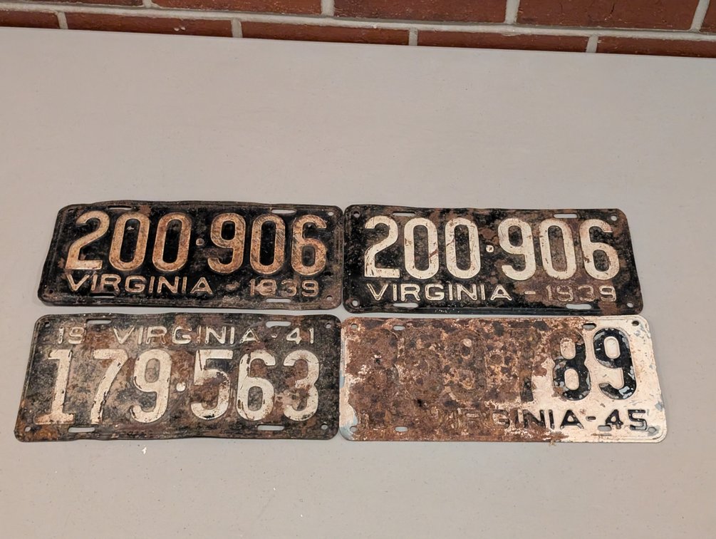 Four Old VA License Plates