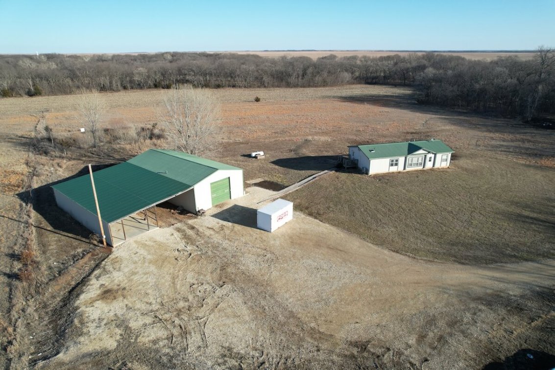 7200 NE Ellis Rd., El Dorado, KS 67042 - House and Building on 40+- Acres, Tillable, Durechen Creek, & Large Mature Trees photo 1