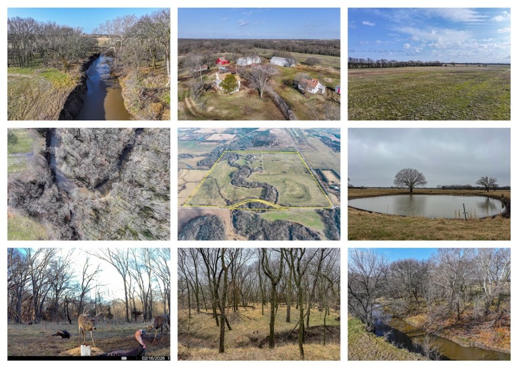 157.5 Acres Near Andover w/ Four Mile Creek & Homestead, Butler County, Kansas photo 1