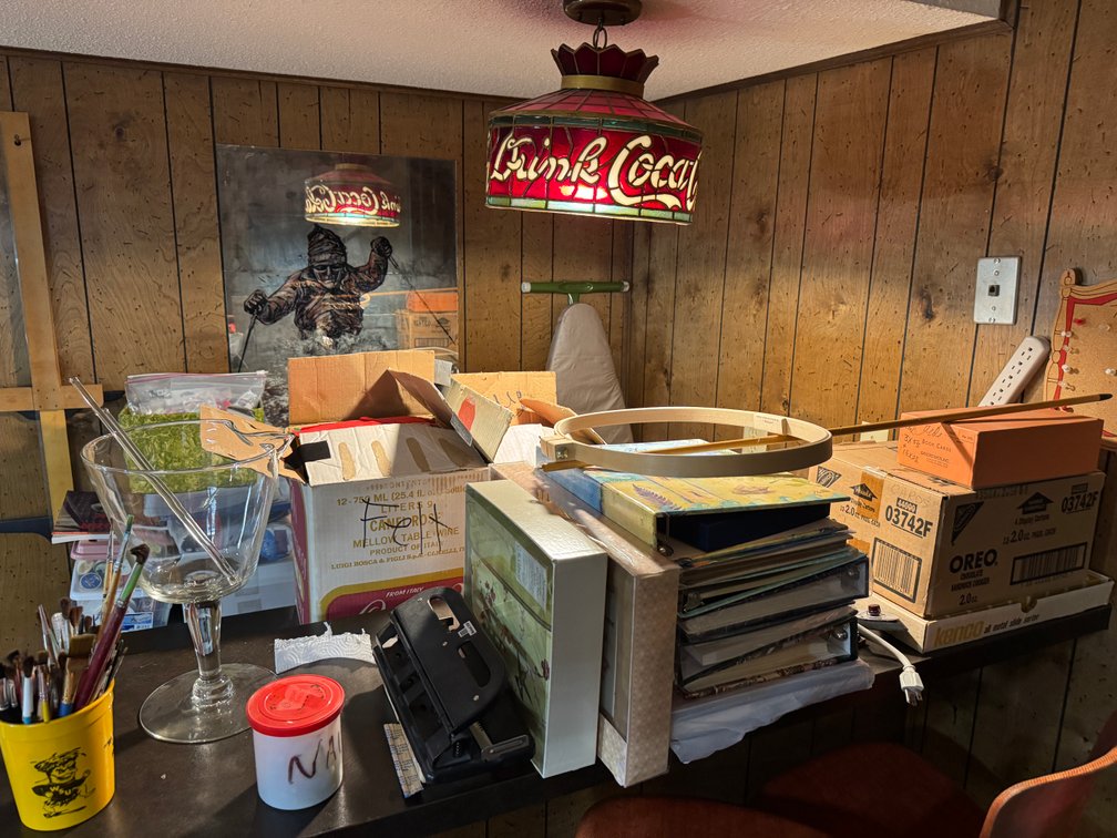 Large lot of sewing material and all contents of bar