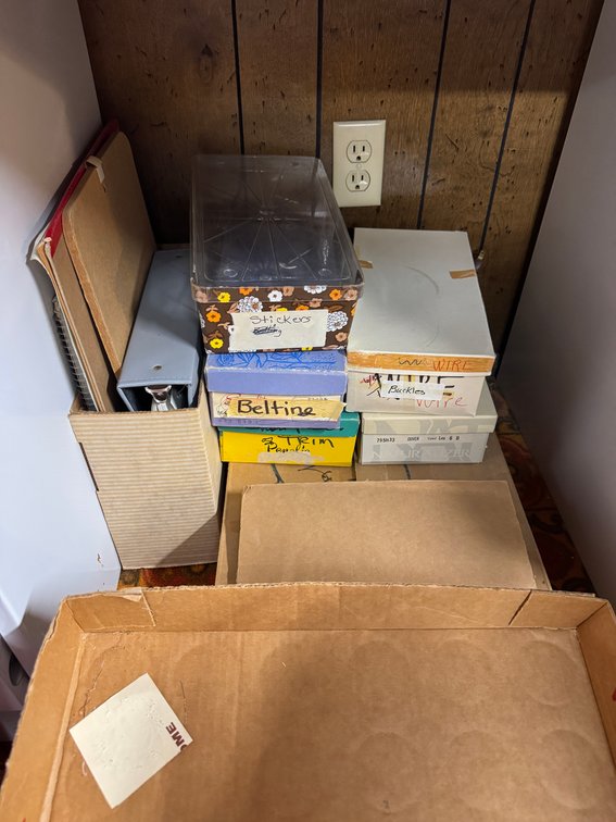 Contents of West Basement wall, Desks, Bookshelf's, beads, craft materials, Trash cans photo 4
