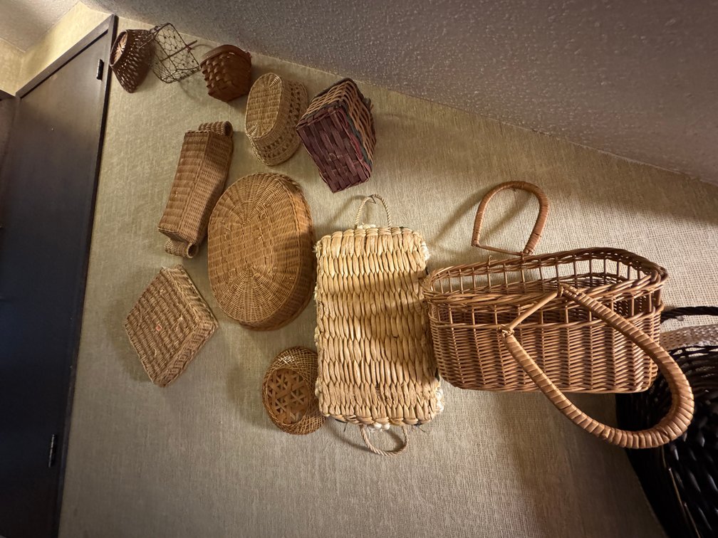 Whicker baskets in stairwell