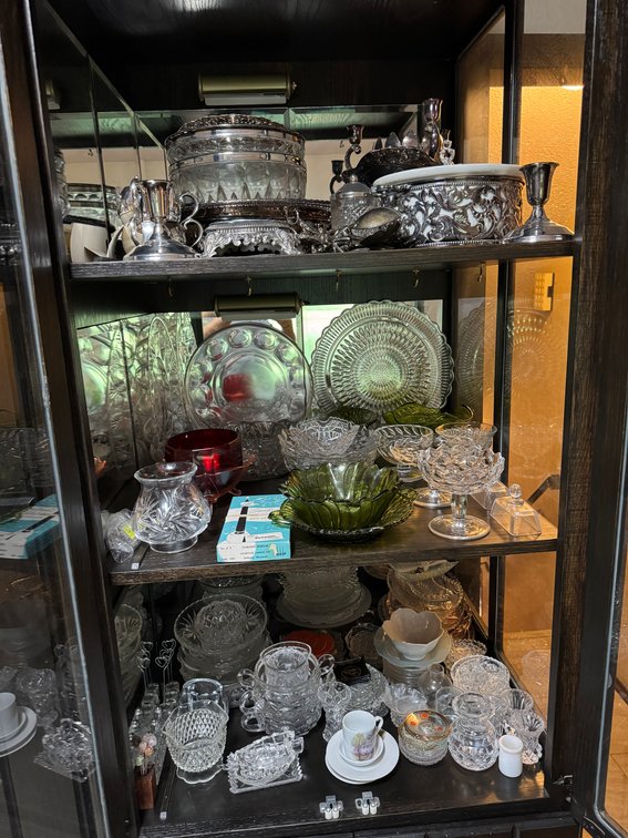 Contents of Glass Cabinet in Kitchen