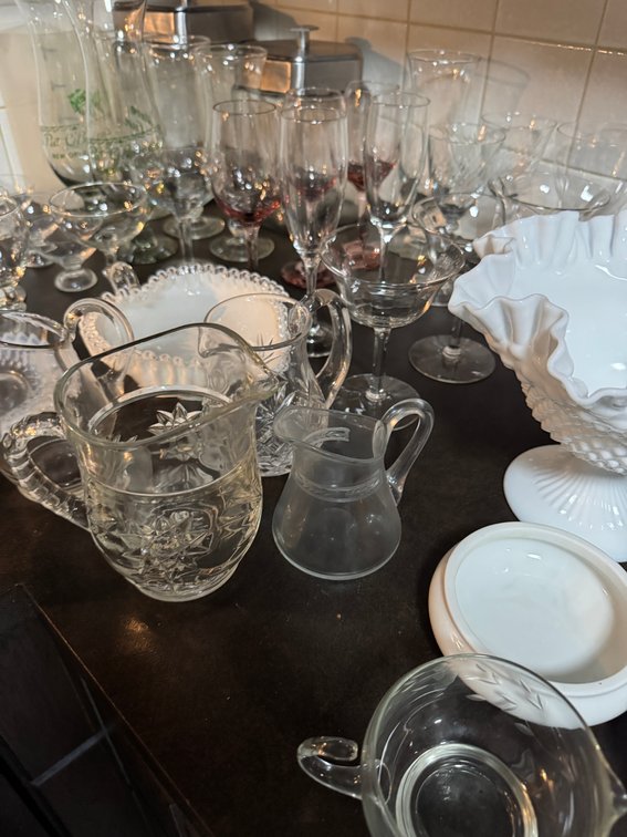 Contents of Counter, Glassware, dishes, wine glasses photo 6