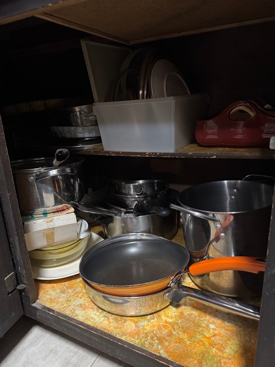 Contents of lower cabinet and drawers