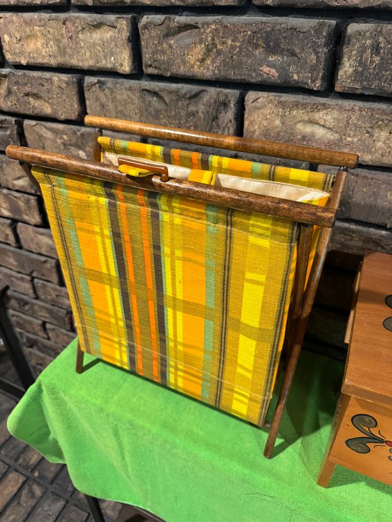 Wood Stool and Magazine Rack photo 2