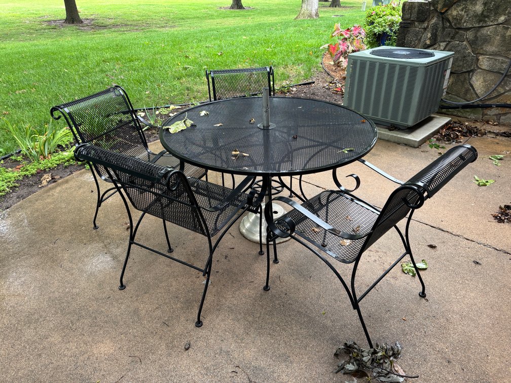 Patio Table and four Chairs- umbrella stand NOT included