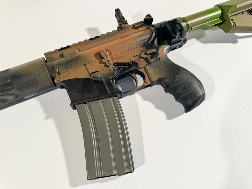 5.56 Nato Rifle with Peep Sight Folding Adjustable Stock photo 3