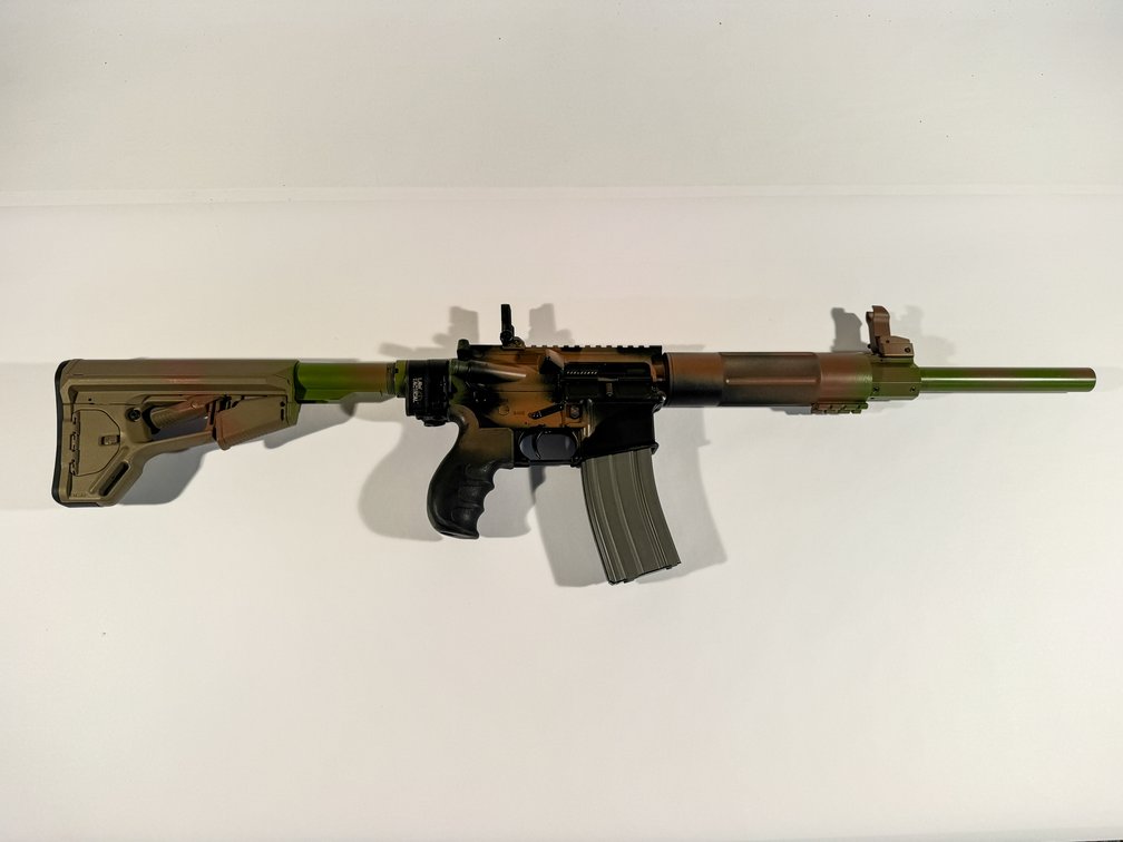 5.56 Nato Rifle with Peep Sight Folding Adjustable Stock photo 5