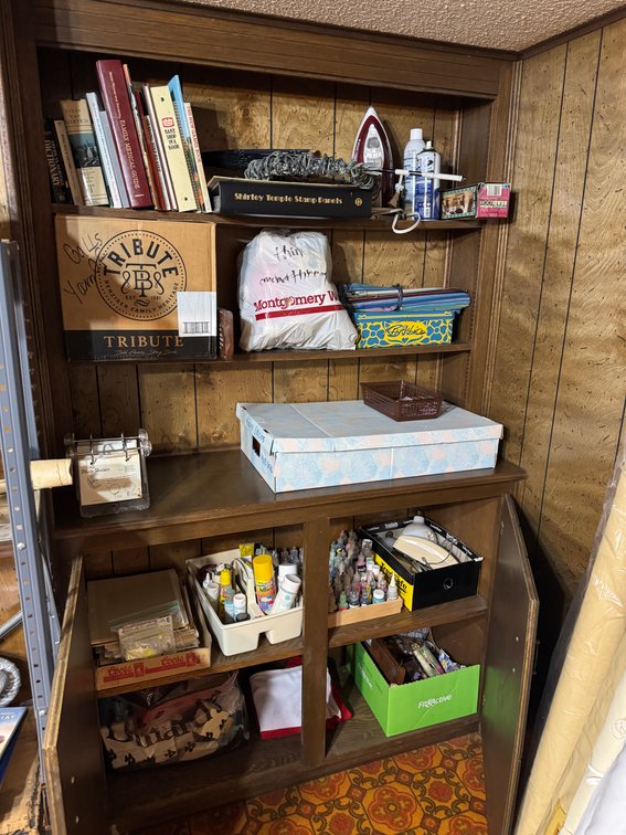 Contents of Corner, Books, Iron, Yarn, Arts and Crafts