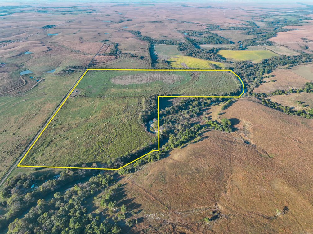 128.8 Acres Cowley County, KS – Grouse Creek, Cattle Pens, Brome Grass, Trees & Hunting/Fishing! photo 1