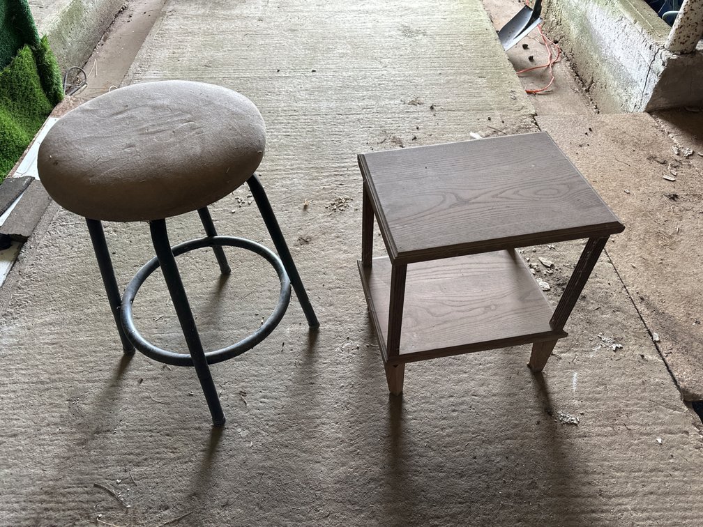Stool and Wood Stand