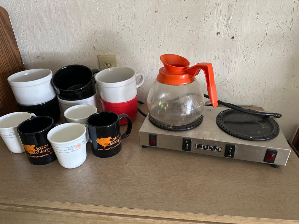 Coffee Warmer, Pot and Mugs